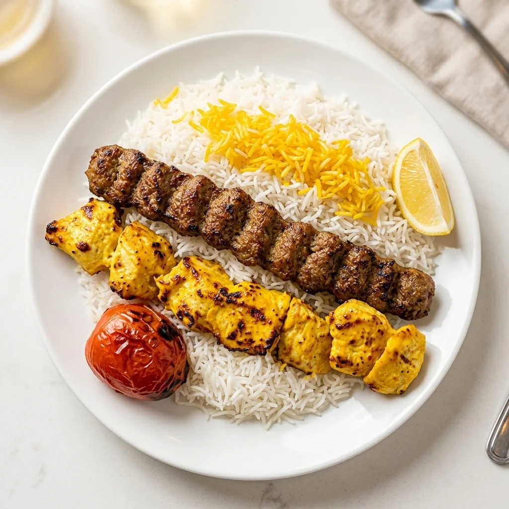 Kebabs at Habibiz Cafe Winnipeg - grilled halal kebabs with rice and traditional sides